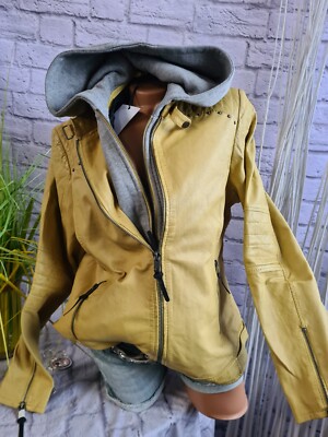 Kapuze Lederjacke Damen Damen Lederjacke Gelb Alpenblitz