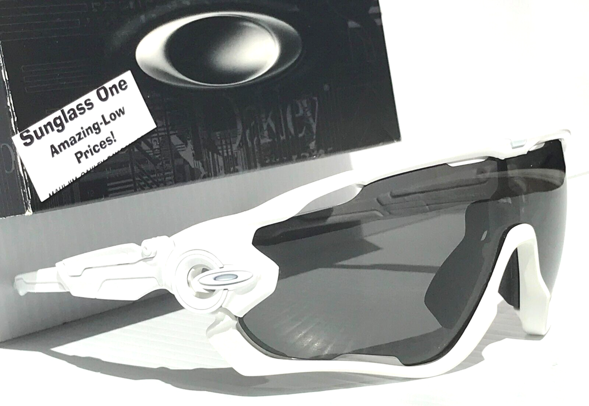 NEW Oakley JAWBREAKER Shiny White POLARIZED Galaxy Black Lens