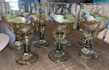 VINTAGE Libbey Goblets 12 oz. PFALTZGRAFF JAMBERRY Pattern Set Of 7