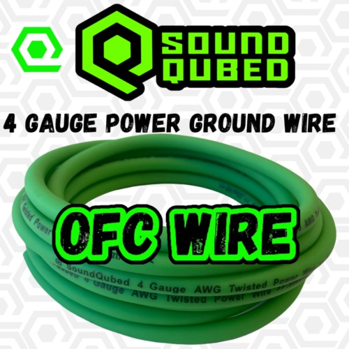 Soundqubed 4 Gauge OFC Power Ground Wire 4 gauge audio wire GREEN 5FT - 40FT - Picture 1 of 1