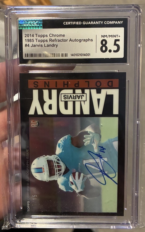 #D /15 Topps Chrome 1985 Jarvis Landry Rookie Auto Refractor CGC 8.5 Football 