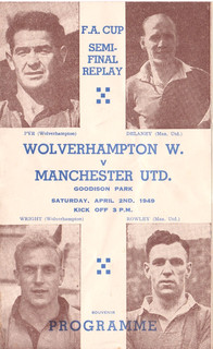 FOOTBALL PROGRAME MANCHESTER UNITED V WOLVERHAMPTON WANDERERS FA CUP REPLAY 1949