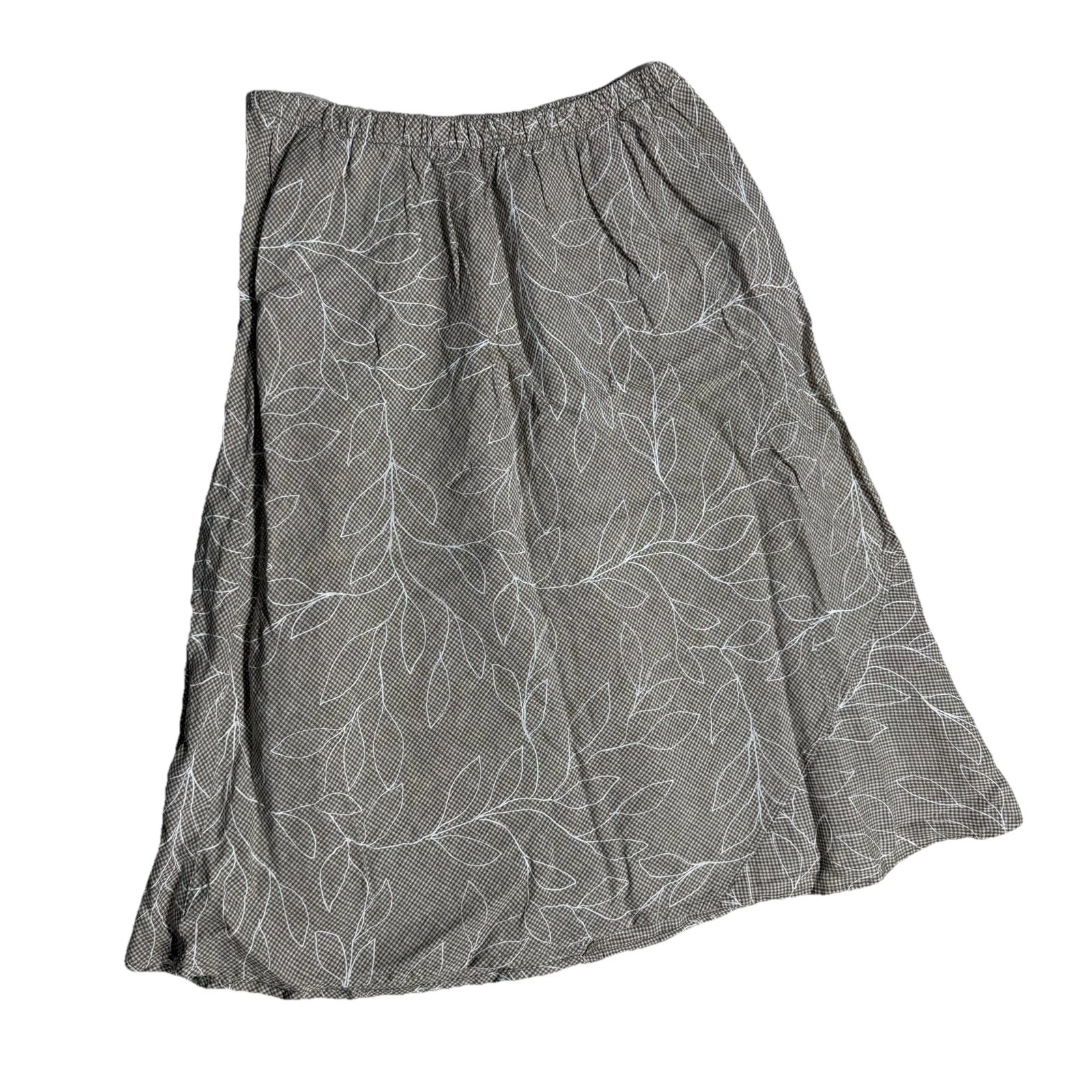 Flax 100% Linen Maxi Skirt Brown Floral Leaf Art Print Boho Size Medium M2
Opens in a new window or