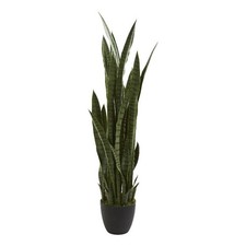 Nearly Natural 46" Sansevieria Artificial Plant in Green/Black