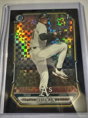 2026 Bowman Chrome - WEI-EN LIN - BLACK Checker Refractor 7/10 Athletics 1st SP