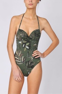 Kiwi Damen Badeanzug Schwimmanzug Einteiler Swimwear FLORE, Khaki Grün, 40