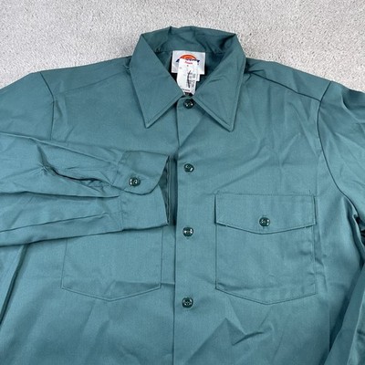 VINTAGE Dickies Shirt Mens 15 32 Green Workwear Button Up
