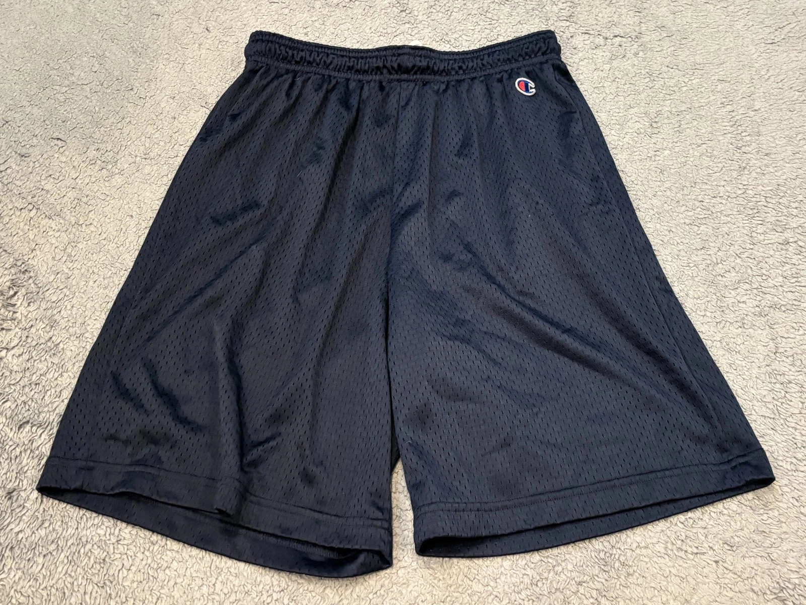 Vintage Champion Mesh Shorts Mens Small Navy Blue Embroidered Logo Basketball