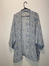 Max Studio Blue and Green Floral Kimono Style Top Women's Size 2X