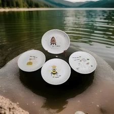 180 Degrees Bee Plates Melamine Picnic Style with Fluted Edge Set of 4