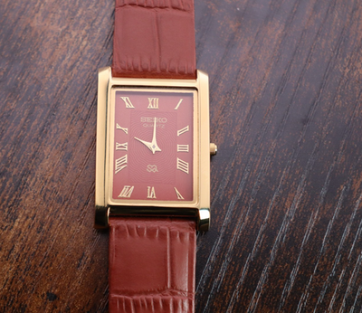 vintage Seiko Slim Tank Quartz Men Red Dial Light Brown leather Dress Watch | eBay vintage Seiko Slim Tank Quartz Men Red Dial Light Brown leather Dress Watch | eBay