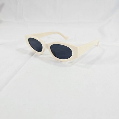 Nordstrom Slim Oval Sunglasses Cream Retro Square Off Frame Dark Lens One Size