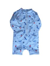 Janie and Jack Baby Rashguard Swimsuit 0 3M Nautical Dogs Anchor Long Sleeve Zip