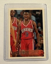 Topps 1996-97 Allen Iverson #171 Rookie Philadelphia 76ers NBA Basketball Card. rookie card picture