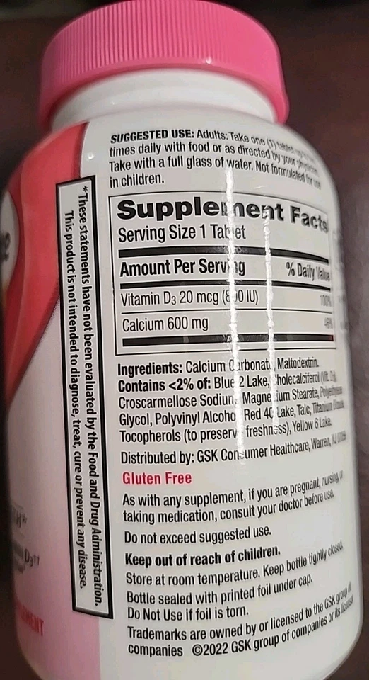 Caltrate Bone Health 600 & D3 Bone Strength Calcium 120Tablets Exp Date 11/25 - Image 2 of 4