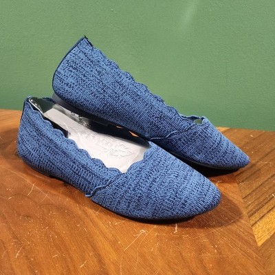 NEW Skechers Stretch Fit Air Cooled Memory Foam Blue Knit Flats Womens Size 8.5