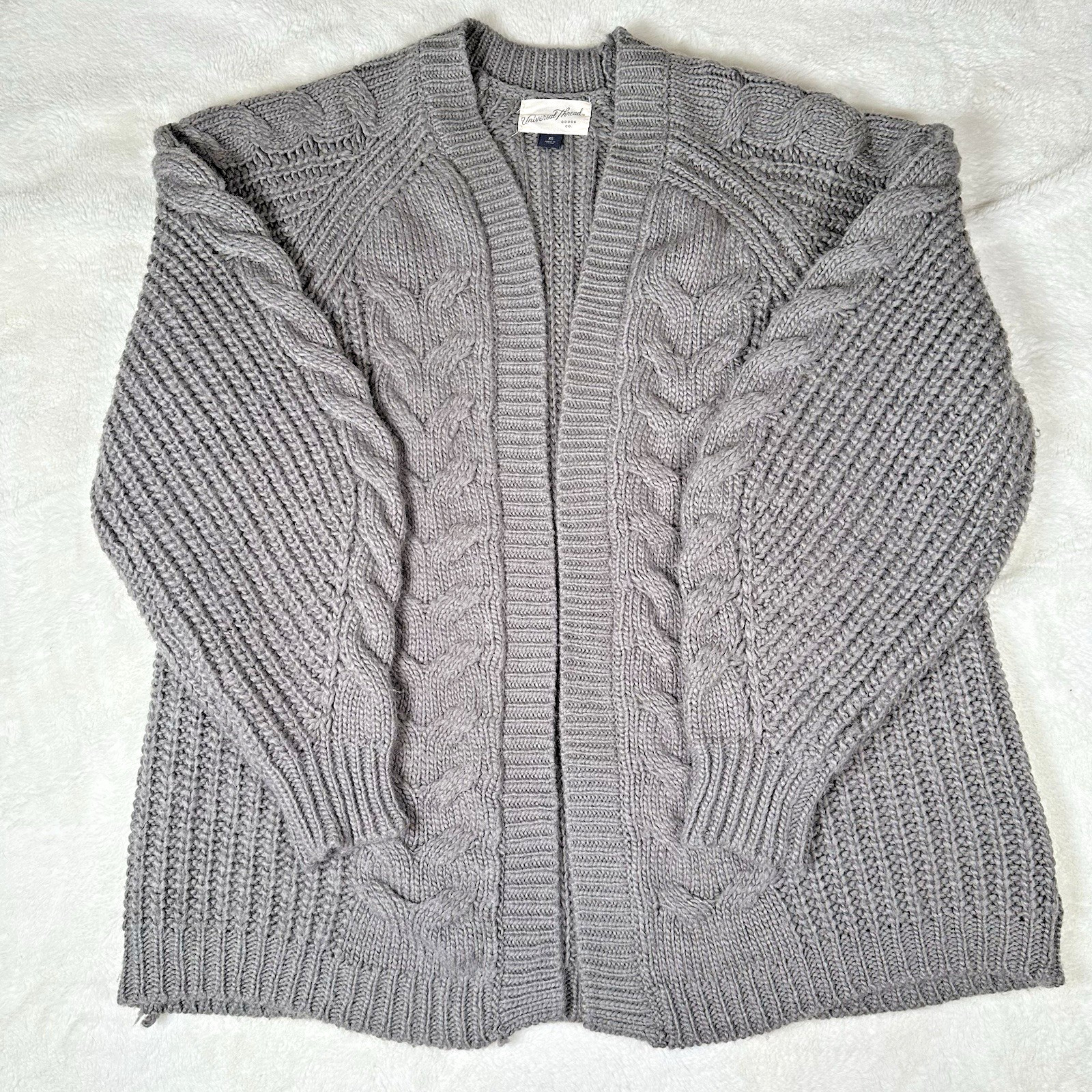 Universal Thread Gray Cable Knit Open Cardigan Sw… - image 1
