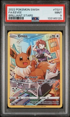 Eevee Trainer Gallery Holo Card TG11/TG30 Swsh09 Brilliant Stars PSA 9 Graded