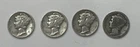 Silver Mercury Dimes Lot Of 4 Silver U.S. Coins Different Dates And Mints