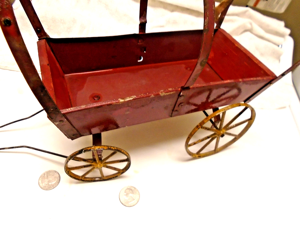 Antique Tin/Cast Iron wheels Wooden Toy -Conestoga Covered Wagon | eBay
