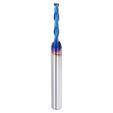 Spiral Router Bit,1/8"x3/4"x2-1/2"x1/4" 2-Flute End Mill,Blue Nano Coating