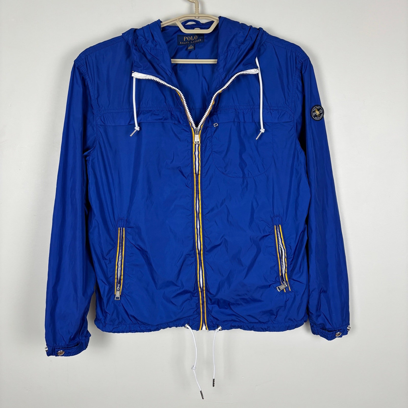 Giacca a vento Polo Ralph Lauren patch logo pony impacchettabile con cappuccio zip intera M