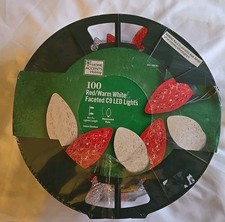 Home Accents Holiday 100 Count Red/Warm White - C9 - LED Lights 65ft 4in Sealed