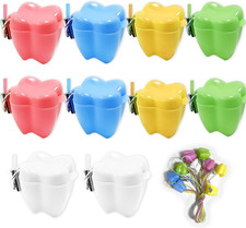 10 Pieces Plastic Baby Tooth Keepsake Box Set, Multicolor Teeth Storage Case Hol