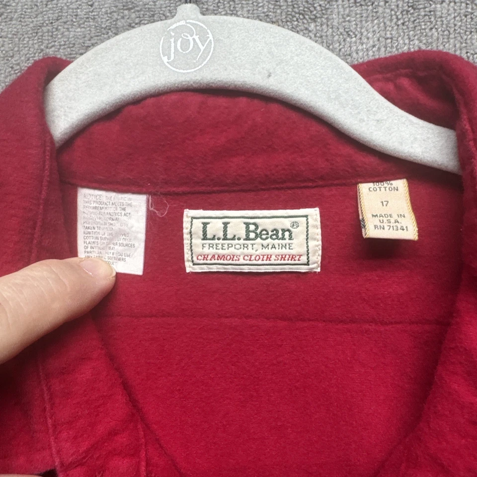 Vintage 90s LL Bean Chamois Shirt Red Men’s 2XL Heavyweight Flannel Workwear - Image 3 of 4