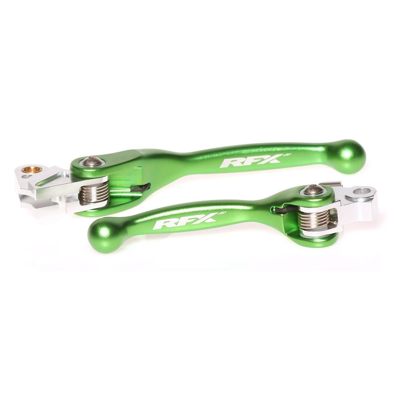 Leviers retournables forgés RFX Race vert pour guidon de moto de cross et d'enduro tout-terrain