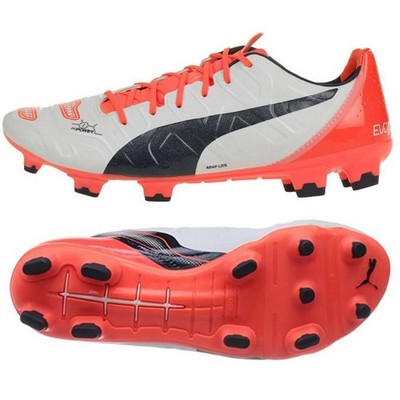 Puma evoPower 1.2 Lava FG Herren Fussballschuhe Rasenplatz Weiß Orange NEU!