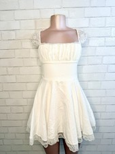 HOUSE OF CB Kaia A-Line Corset Lace Mini Dress White Ivory Coquette Milkmaid Sm