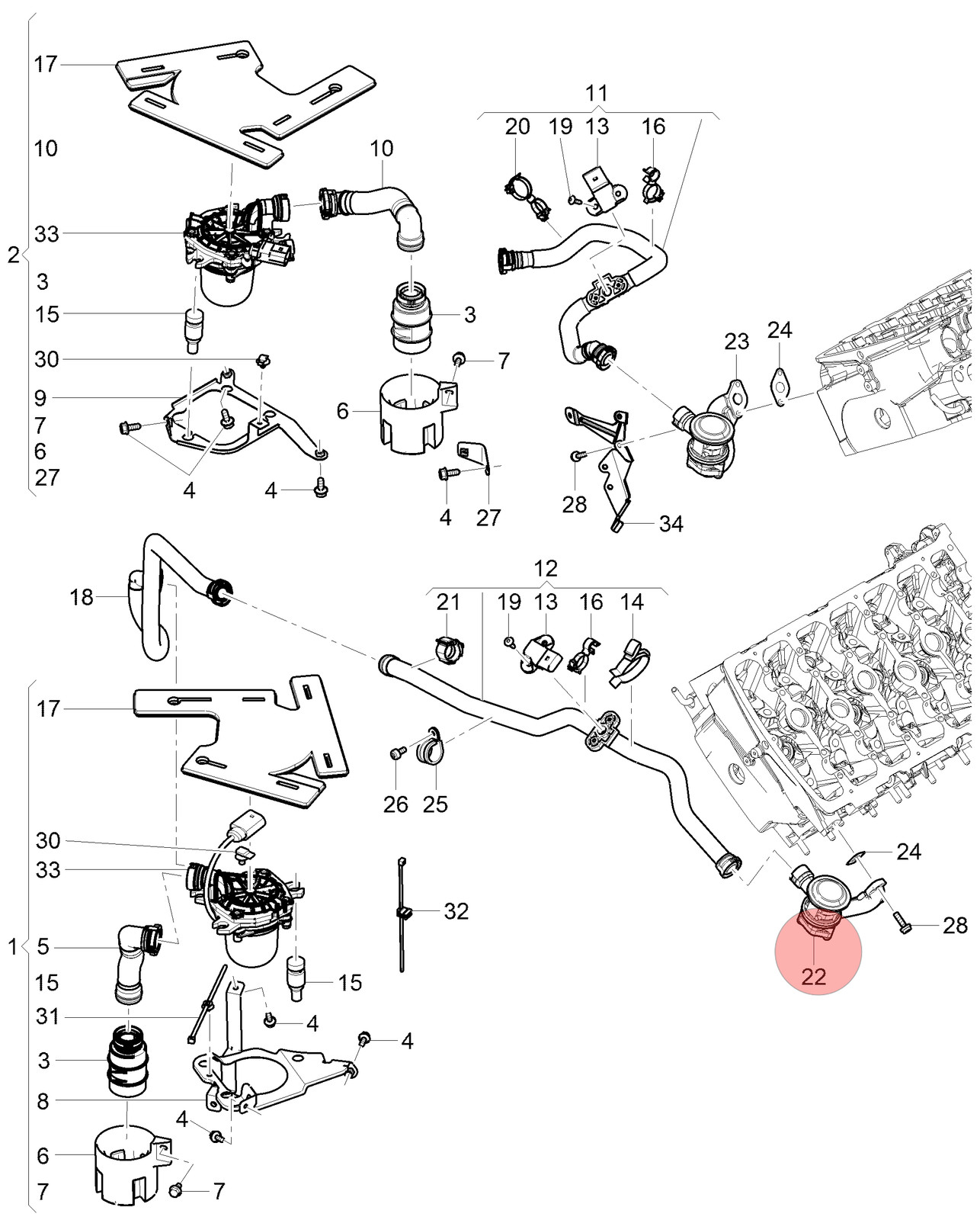 Bentley Continental GT 2004-2019 Front Left Secondary air injection valve P/N 07C131097AA
