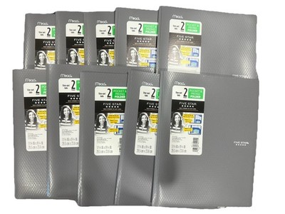 10 Pack Mead Five Star Plastic Stay-Put Tab Pocket & Prong Folders Gray School