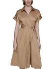 Karl Lagerfeld Paris Belted Shirtdress Women's 4 Iced Coffee Button Closure