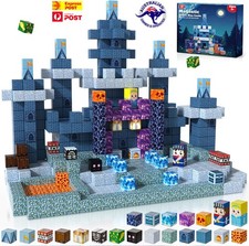 100PCS Magnetic Blocks for Kids Ages 3-8 - Magnet Building Tiles Blue Castl
