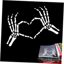 Skull Heart Shaped Hand Sticker, 5.9" x 3.5" Car Rear Window  1 PC White
