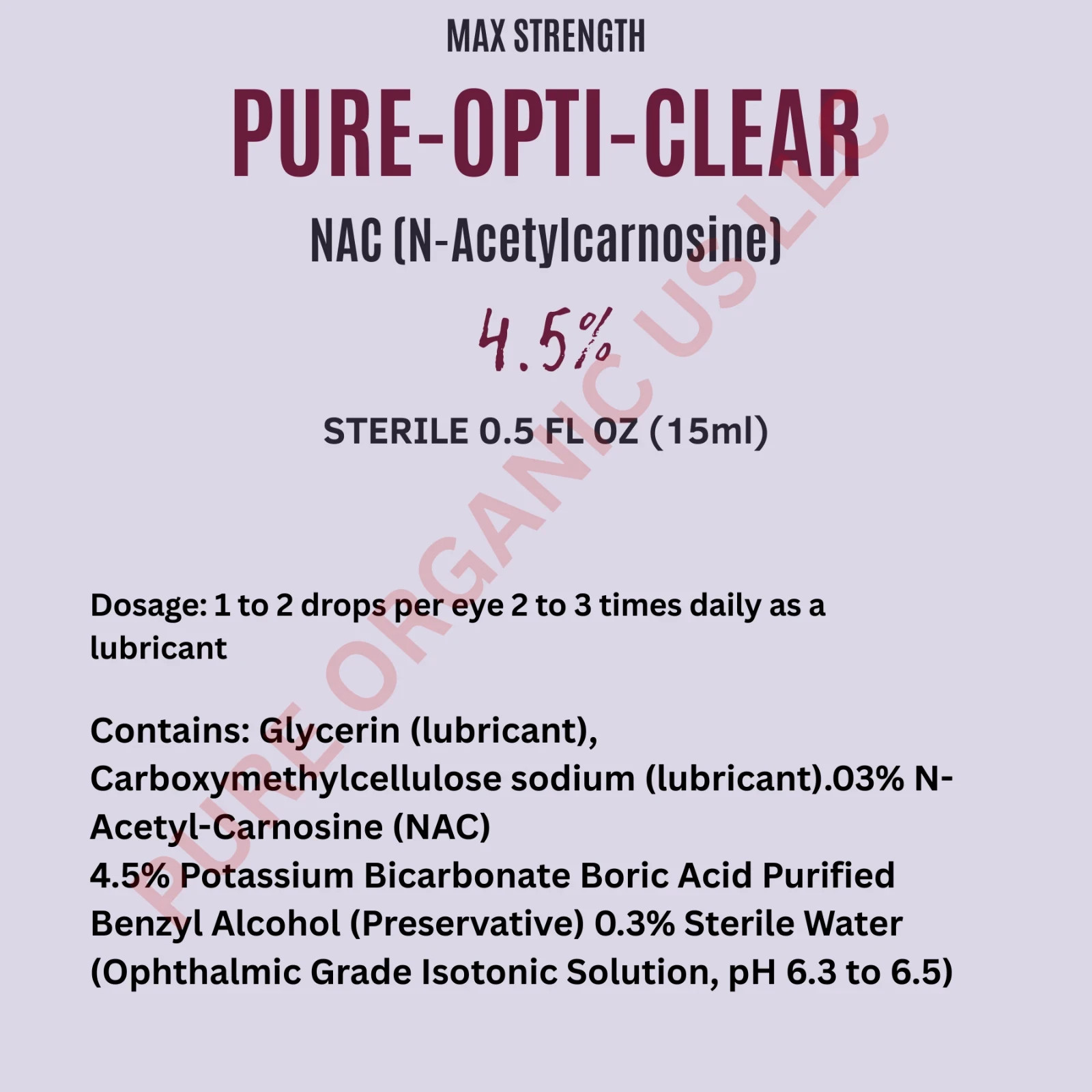 Cataract Eye Drops with 4.5% NAC, N-Acetylcarnosine 15ml Vial 2 pack!
