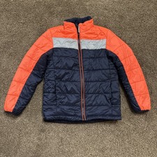 Gerry Puffer Full Zip Jacket Boys M 10/12 Neon Orange Navy