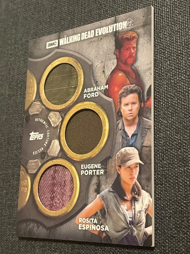 2017 Topps The Walking Dead Evolution Abraham Eugene Rosita Triple Reliquia/25 Foto 3 de 4