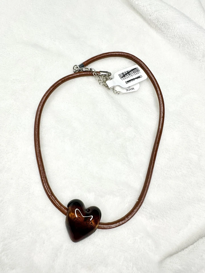 NUEVO Gargantilla Free People Collar Cristal Corazón Colgante Bohemio Neutro Bajo el Mar Foto 4 de 4