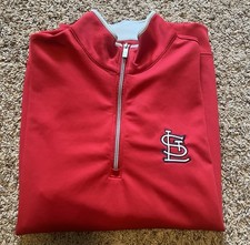 St. Louis Cardinals Red Antigua 1/4th Zip Fleece Pullover Top Men's Large
