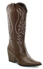 ADULT WOMENS WESTERN COWBOY COWGIRL BROWN BOOTS FANCY DRESS HALLOWEEN COSTUME
