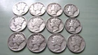 [Lot of 12] Mercury Dimes  Dated 1934 thru 1945  all Phillys Lot