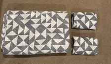 Pottery Barn Full Queen Quilt Set Gray White Geometric 100 Cotton w/2 Shams