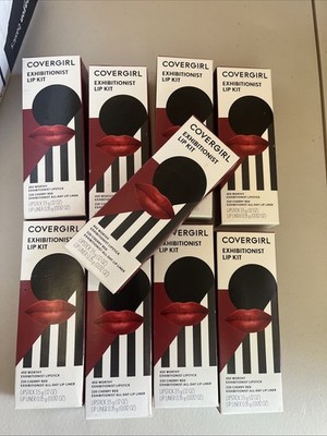 4 COVERGIRL Exhibitionist Lip Kit 450 Worthy 220 Cherry Red All Day Lip Liner