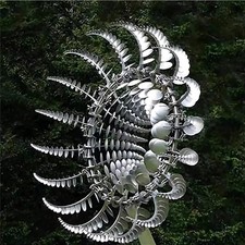 Windspiel Metall Garten Skulptur 3D Edelstahl Windmühle Gartendeko