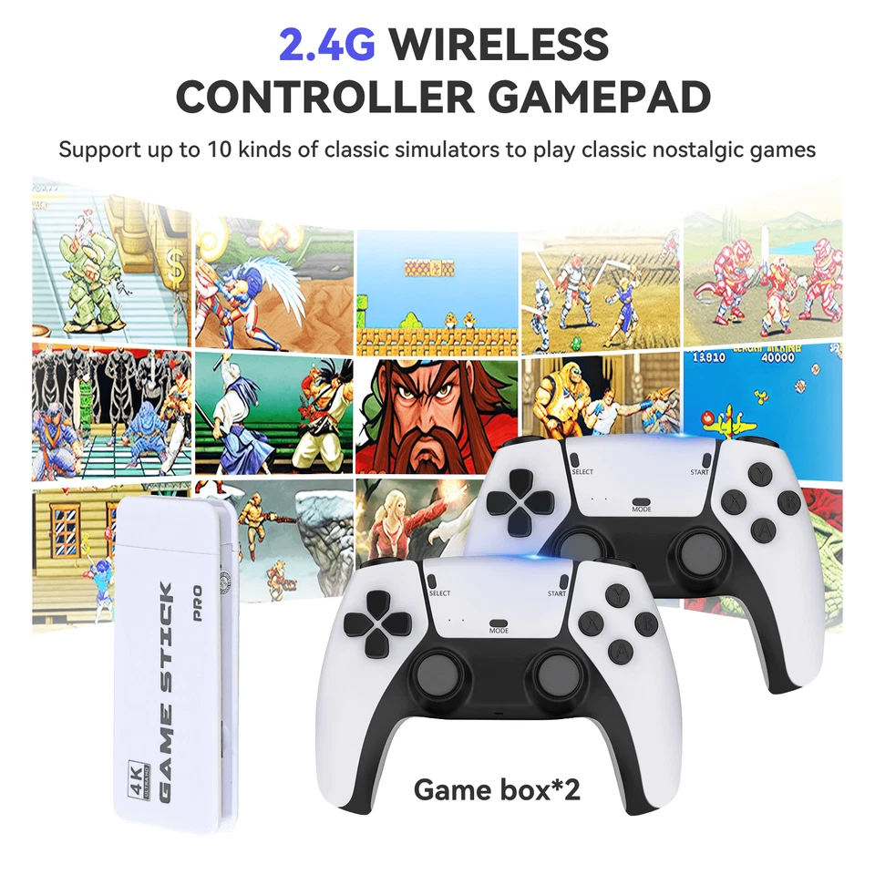 4K Retro Videospielkonsole 20000+ Spiele,USB TV-Stick mit 2x Kabellose Konsole - Bild 2 von 4