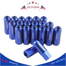 20pc 14x1.5mm 60mm Blue Extended Forged Aluminum Tuner Racing Lug Nut Jdmspeed