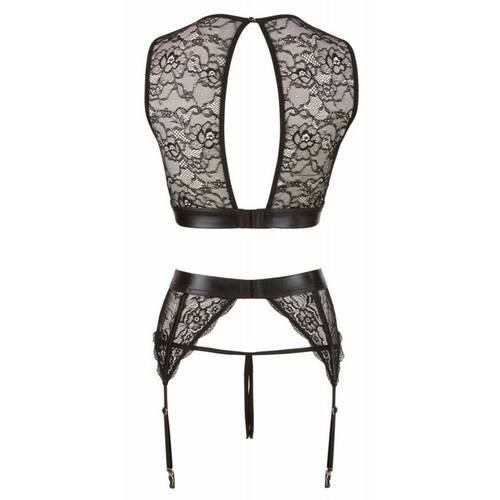Completo intimo donna bondage sexy reggiseno reggicalze perizoma aperto in pizzo - Imagen 8 de 9